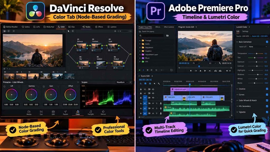 DaVinci Resolve vs. Adobe Premiere Pro: Core Workflow 